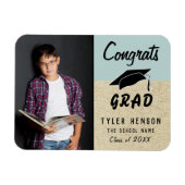 Gefeliciteerd Afstudeerder Blue Rustic Photo Afstu Magneet (Horizontaal)