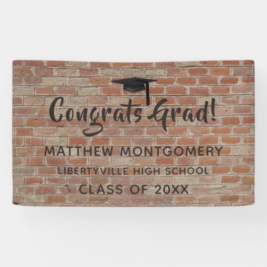 Gefeliciteerd Afstudeerder Brick Wall Afstuderen t Spandoek (Horizontaal)
