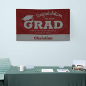 Gefeliciteerd Afstudeerder Dark Maroon en Grey Spandoek (Beurs)