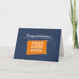 Gefeliciteerd Afstudeerder. Denim Pattern Aangepas Kaart