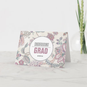 Gefeliciteerd Afstudeerder. Floral Pattern Custom Kaart