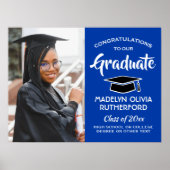Gefeliciteerd Afstudeerder Foto Royal Blue & White Poster (Voorkant)