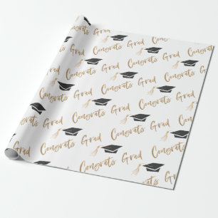 Gefeliciteerd Afstudeerder Gold Foil Graduing Cap  Cadeaupapier