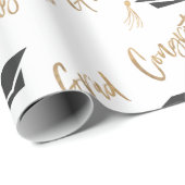 Gefeliciteerd Afstudeerder Gold Foil Graduing Cap  Cadeaupapier (Rol Hoek)