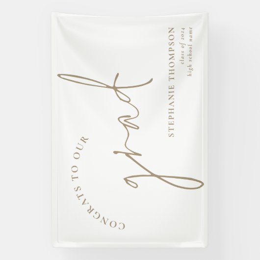 Gefeliciteerd Afstudeerder Gold Script Afstuderen  Spandoek (Verticaal)