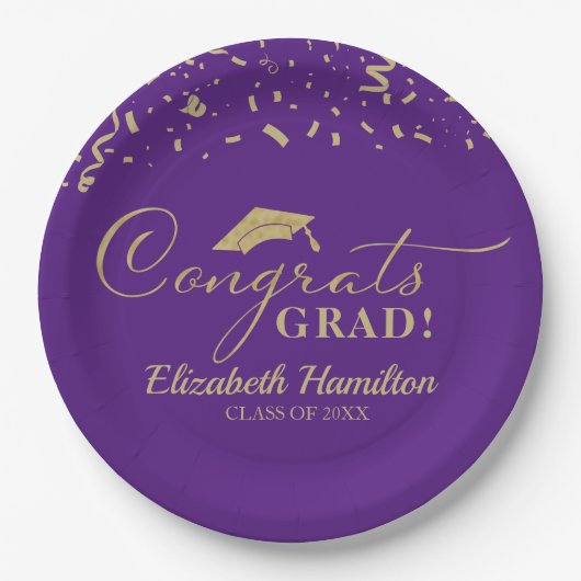 Gefeliciteerd Afstudeerder Gold Script Graduation Papieren Bordje (Voorkant)