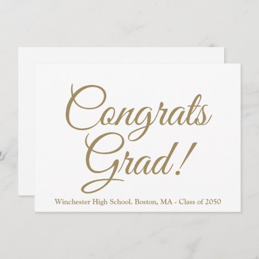 Gefeliciteerd afstudeerder gouden aangepaste schoo (Voorkant / Achterkant)