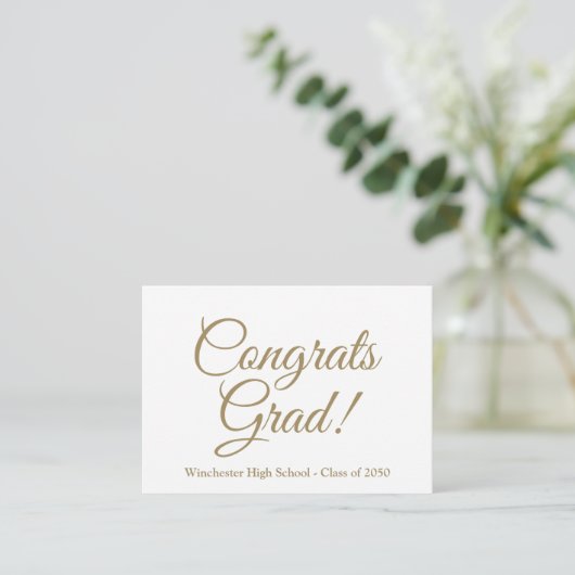 Gefeliciteerd afstudeerder gouden aangepaste schoo informatiekaartje (Staand voorkant)