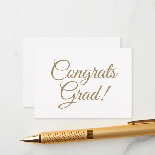 Gefeliciteerd afstudeerder gouden aangepaste scrip informatiekaartje (Voorkant / Achterkant in situ)
