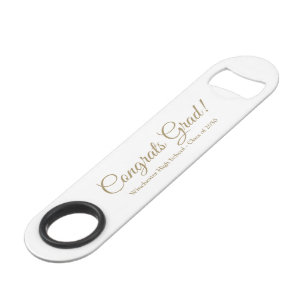 Gefeliciteerd afstudeerder gouden aangepaste scrip speed flessenopener