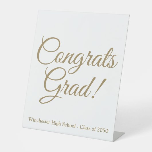 Gefeliciteerd Afstudeerder gouden script klasse ja Reclamebord Met Voetstuk (Voorkant)