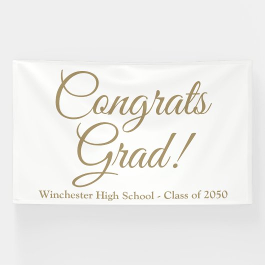 Gefeliciteerd afstudeerder gouden script klasse ja spandoek (Horizontaal)