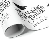 Gefeliciteerd Afstudeerder Jaar Monogram Zwart Cadeaupapier (Rol Hoek)