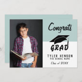 Gefeliciteerd Afstudeerder Modern Blue Photo Afstu (Voorkant / Achterkant)