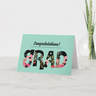 Gefeliciteerd Afstudeerder. Modern Floral Custom K Kaart