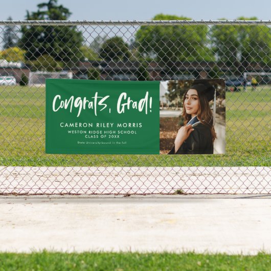 Gefeliciteerd afstudeerder modern groen afstuderen spandoek (Insitu)