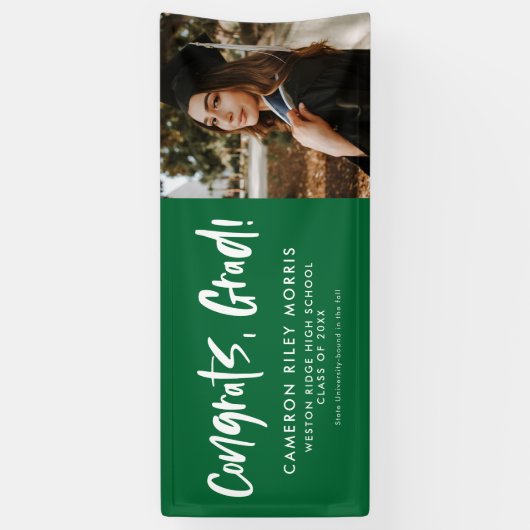 Gefeliciteerd afstudeerder modern groen afstuderen spandoek (Verticaal)