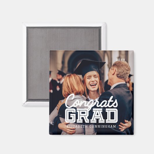 Gefeliciteerd Afstudeerder Moderne Simple Preppy F Magneet (Voorkant / Achterkant)