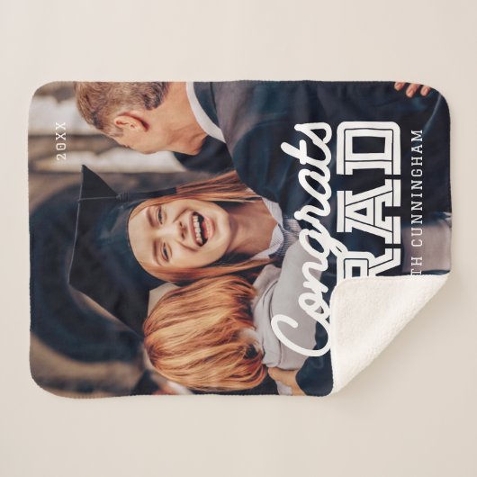 Gefeliciteerd Afstudeerder Moderne Simple Preppy F Sherpa Deken (Voorkant (horizontaal))