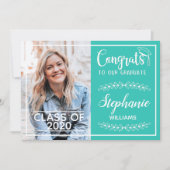 Gefeliciteerd afstudeerder moderne turkooise afstu aankondiging (Voorkant)