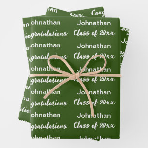 Gefeliciteerd Afstudeerder naam Dark Green Afstude Inpakpapier Vel
