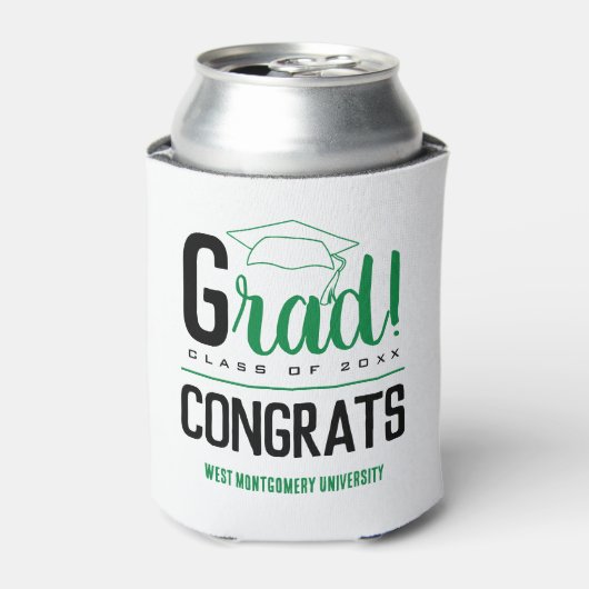 Gefeliciteerd Afstudeerder Pet Groen en Zwart Blikjeskoeler (Blikje Voorkant)