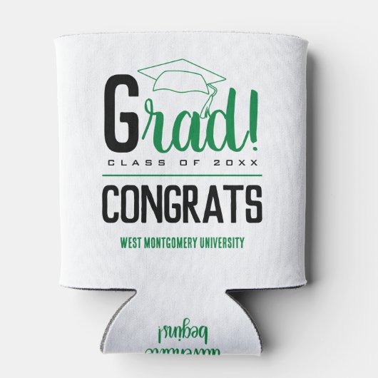 Gefeliciteerd Afstudeerder Pet Groen en Zwart Blikjeskoeler (Achterkant)