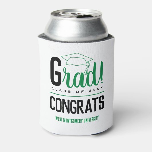 Gefeliciteerd Afstudeerder Pet Groen en Zwart Blikjeskoeler (Blikje Achterkant)