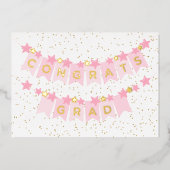 Gefeliciteerd Afstudeerder Roze Folie Kaart (Voorkant)