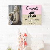 Gefeliciteerd Afstudeerder Roze Roze Rustic Fotogr Spandoek (Insitu)