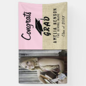 Gefeliciteerd Afstudeerder Roze Roze Rustic Fotogr Spandoek (Verticaal)