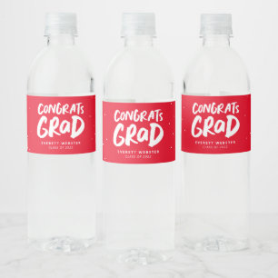 Gefeliciteerd afstudeerder vet rood gepersonalisee waterfles etiket