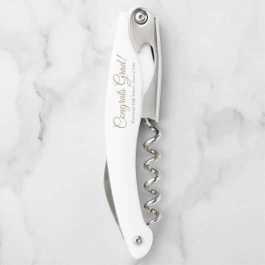 Gefeliciteerd afstudeerder wit goud aangepaste scr kurkentrekker (Achterkant)