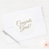 Gefeliciteerd afstudeerder wit goud elegant script ronde sticker (Envelop)