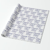 Gefeliciteerd afstudeerder wit navy blauw script k cadeaupapier (Uitgerold)