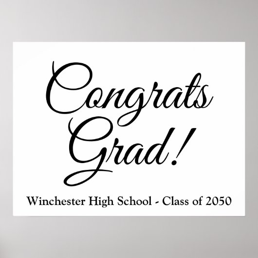 Gefeliciteerd Afstudeerder wit zwart aangepaste sc Poster (Voorkant)