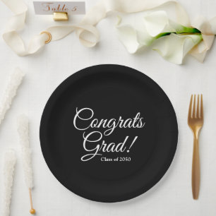 Gefeliciteerd afstudeerder zwart elegant script kl papieren bordje