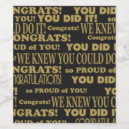 Gefeliciteerd Afstudeerder Zwart en Goud Wijn Etiket (Enkel label)