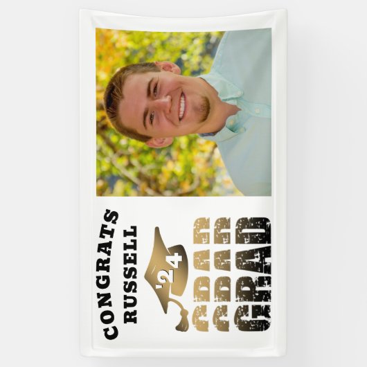 Gefeliciteerd Afstudeerder Zwart Goud Typografie F Spandoek (Verticaal)