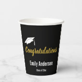 Gefeliciteerd Afstudeerder Zwart Wit Goud Afstuder Papieren Bekers (Achterkant)