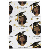 Gefeliciteerd Afstudeerder! Zwarte vrouw met stuik Medium Cadeauzakje (Achterkant)