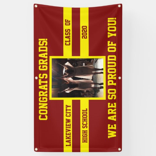 Gefeliciteerd Afstudeerders Kies je schoolkleuren Spandoek (Verticaal)