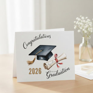 Gefeliciteerd Afstudeerhoed Diploma Klas Jaar Feestdagenkaart