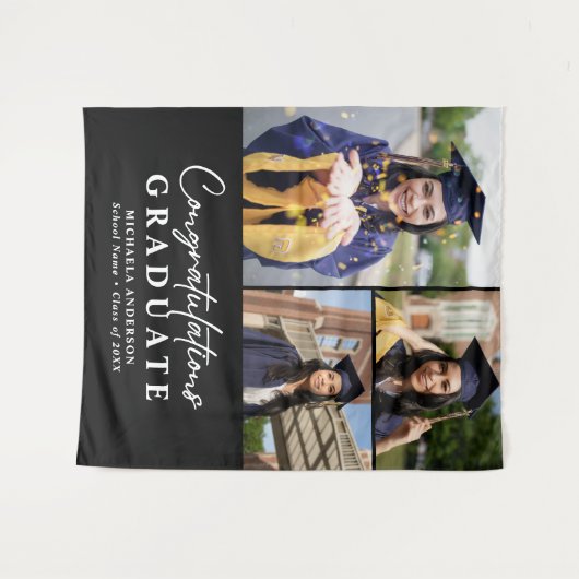 Gefeliciteerd Afstuderen 3-foto afstudeerfeest Wandkleed (Voorkant (horizontaal))