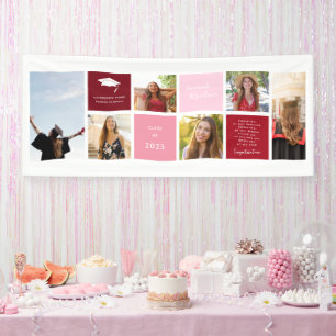 Gefeliciteerd Afstuderen   6 Fotoraster collage Spandoek