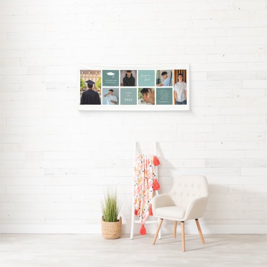 Gefeliciteerd Afstuderen | 6 Fotoraster collage Spandoek (Insitu)