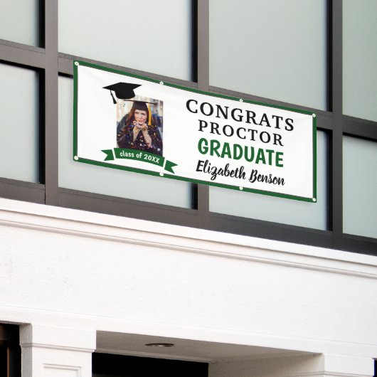 Gefeliciteerd Afstuderen Aangepaste banner Groen g (Buitenkant Gebouw)