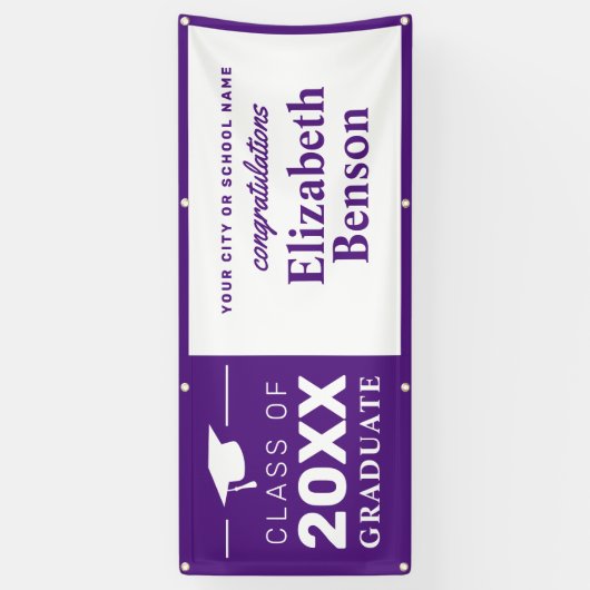 Gefeliciteerd Afstuderen Aangepaste banner Paars (Verticaal)