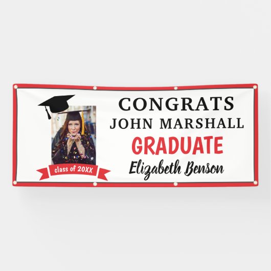 Gefeliciteerd Afstuderen aangepaste banner Red Gre (Horizontaal)