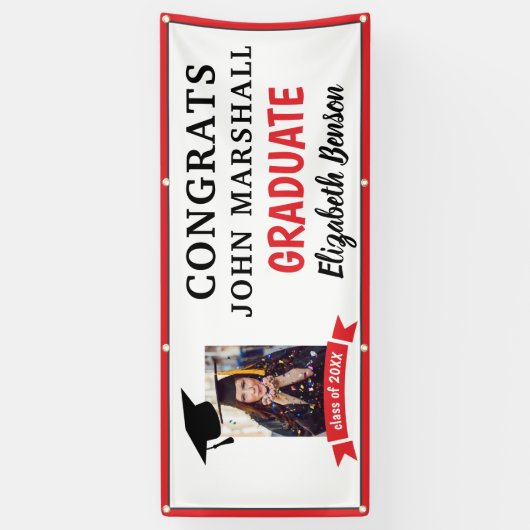 Gefeliciteerd Afstuderen aangepaste banner Red Gre (Verticaal)